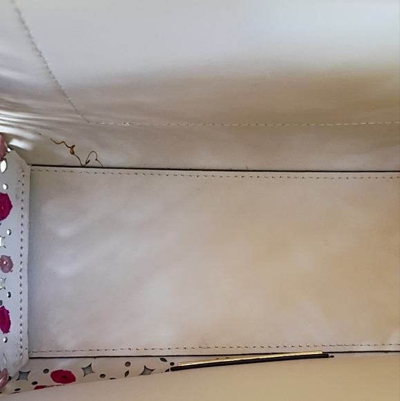 Zac Posen Pink Mosaic Floral Ivory Soft Top Handle Eartha Leather Satchel - Picture 14 of 15